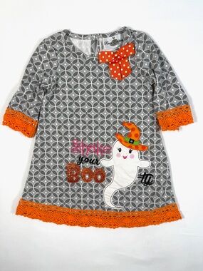 RARE EDITIONS Girls 2T Dress Halloween Ghost Applique Shake Your Boo Spooky